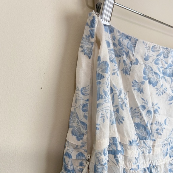 Chaps Blue and White Tiered Mini Skirt - Picture 5 of 6